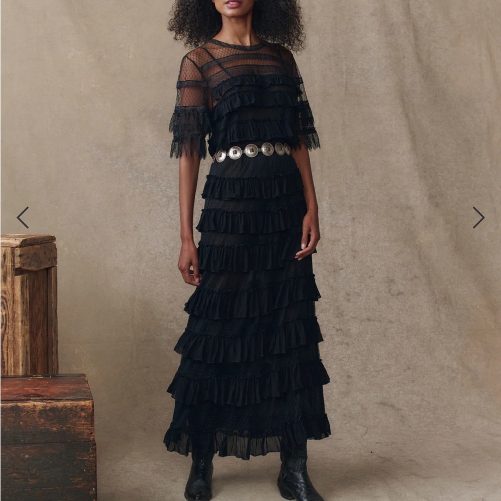 The Great Winter Mesh Flounce Top
